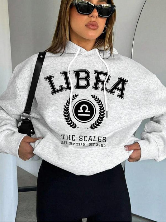 Women's Letter Print Drop Shoulder Drawstring Hoodie, Fashion Casual Pocket Hooded Sweatshirt for Daily Holiday Outdoor Wear, Women Clothing for Fall & Winter