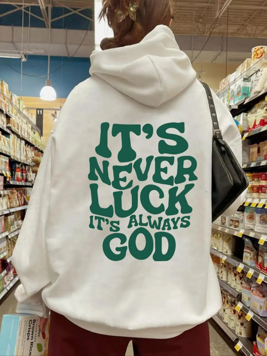 Women's Letter Print Drop Shoulder Hoodie, Fashion Casual Drawstring Pocket Hooded Sweatshirt for Daily Holiday Outdoor Wear, Ladies Clothes for Spring & Fall