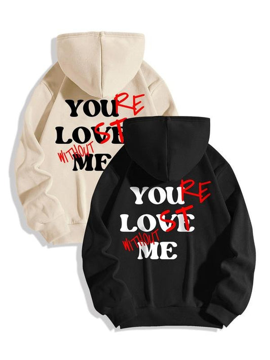 Women's Letter Print Drop Shoulder Hoodie, Fashion Casual Drawstring Pocket Hooded Sweatshirt for Daily Holiday Outdoor Wear, Women Clothes for Fall Winter