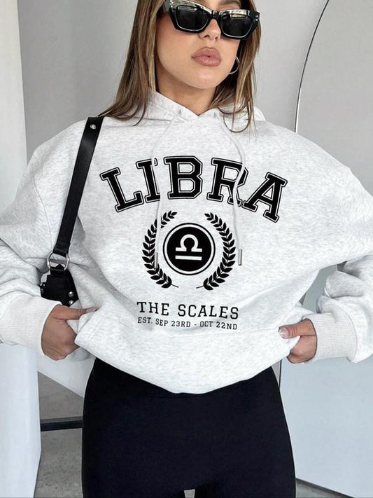 Women's Letter Print Drop Shoulder Hoodie, Fashion Casual Drawstring Pocket Hooded Sweatshirt for Daily Holiday Outdoor Wear, Women Clothing for Fall & Winterstyle{n002}7