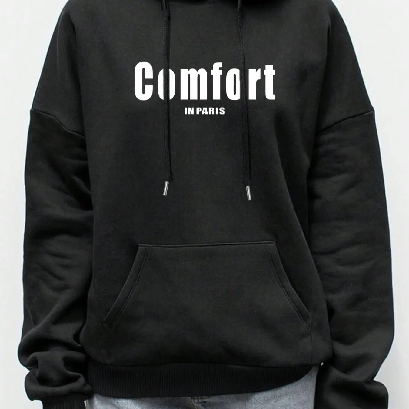 Women's Letter Print Drop Shoulder Hoodie, Fashion Casual Drawstring Pocket Hooded Sweatshirt for Daily Holiday Outdoor Wear, Women Clothing for Fall & Winterstyle{n002}8