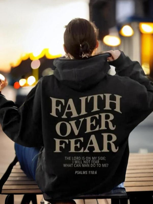 Women's Letter Print Drop Shoulder Long Sleeve Hoodie, Casual Drawstring Pocket Hooded Sweatshirt for Daily Holiday Outdoor Wear, Women Clothes for Spring & Fall