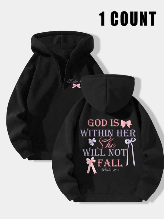 Women's Letter Print Drop Shoulder Zip Up Hoodie, Fashion Casual Long Sleeve Hooded Sweatshirt for Daily Holiday Outdoor Wear, Women Clothing for Winter, Cute Tops, Graphic Hoodies, Trending Clothing Women