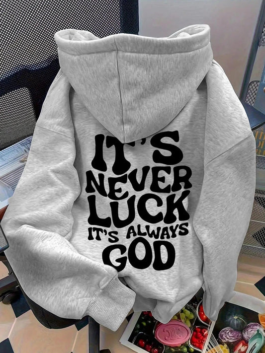 Women's Letter Print Hoodie, Casual Hooded Sweatshirt for Daily Wear, Ladies Clothes for Fall & Winter