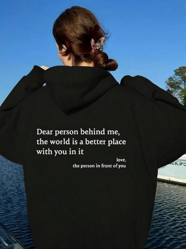 Women's Letter Print Hoodie, Casual Long Sleeve Hooded Sweatshirt for Fall & Winter, Women's Clothes for Daily Wearstyle{n002}3