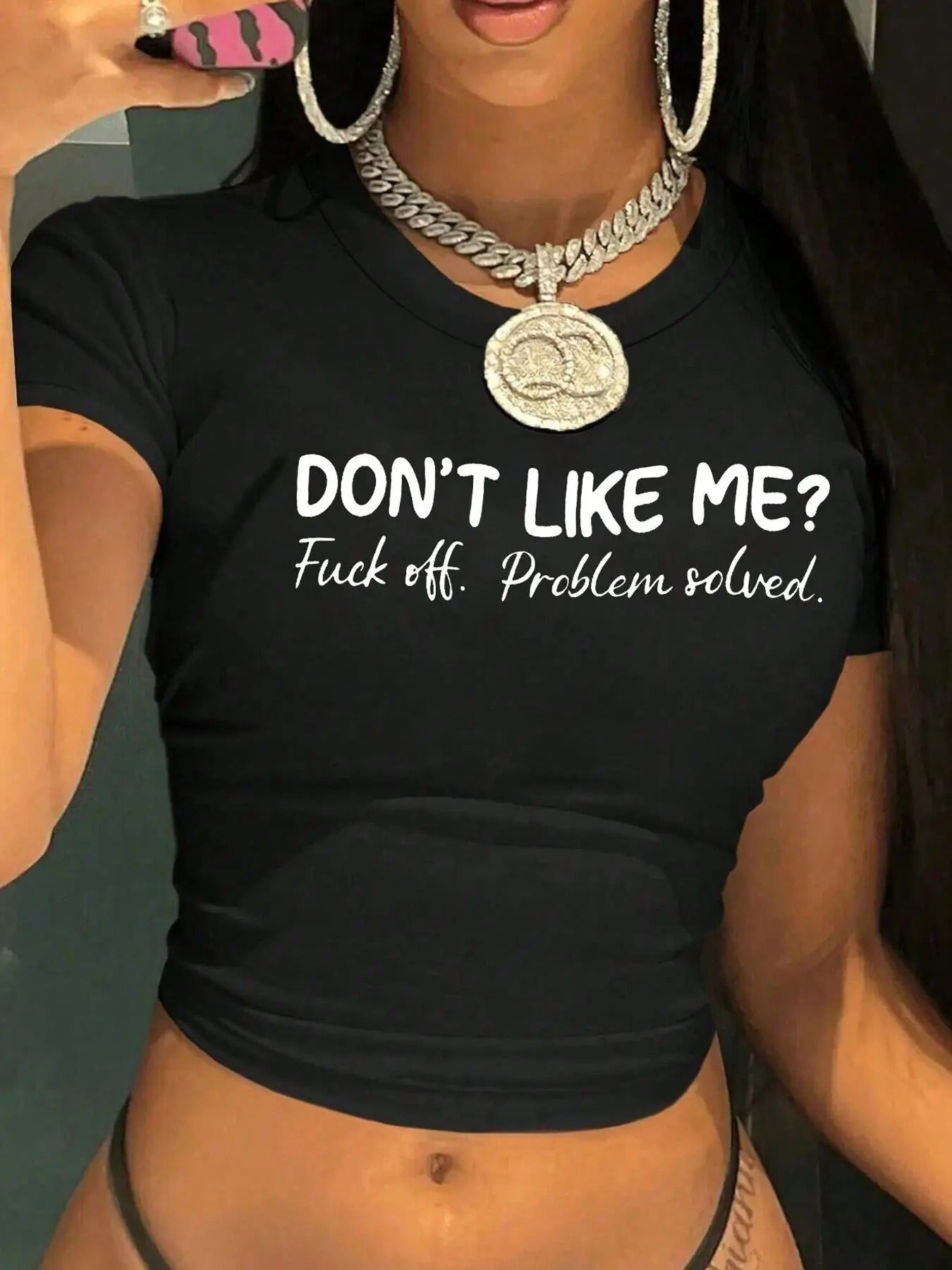 Women's Letter Print Round Neck  Crop Tee, Fashion Casual Crew Neck T-shirt for Daily Holiday Vacation Outdoor Wear, Ladies Clothes for Summer