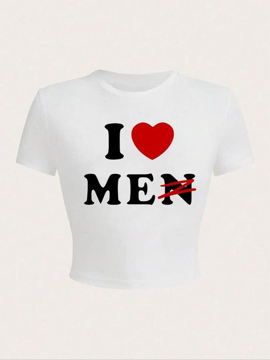 Women's Letter Print Round Neck Crop Tee, Fashion Casual Crew Neck T-shirt for Daily Holiday Vacation Outdoor Wear, Ladies Clothes for All Seasonsstyle{n002}2