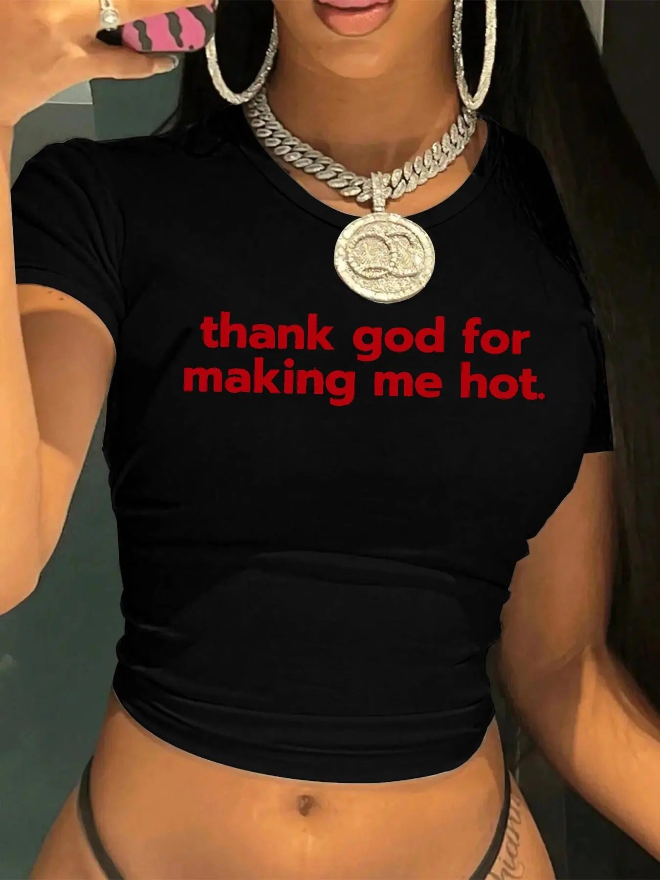 Women's Letter Print Round Neck Crop Tee, Fashion Casual Crew Neck T-shirt for Daily Holiday Vacation Outdoor Wear, Ladies Clothes for Summer, Topstyle{n002}5