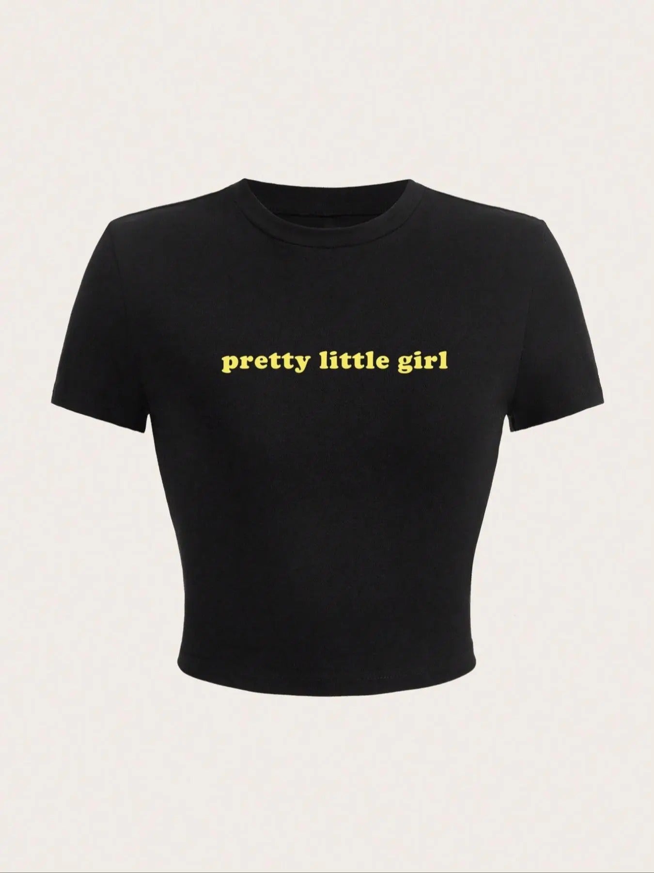 Women's Letter Print Round Neck Crop Tee, Vintage Trendy Casual Short Sleeve Cropped T-Shirt for Daily Wear, Ladies...