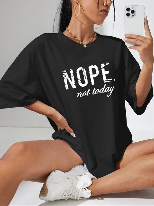 Women's Letter Print Round Neck Graphic Tee, Vintage Trendy Casual Drop Shoulder Half Sleeve T-shirt For Daily Wear,...