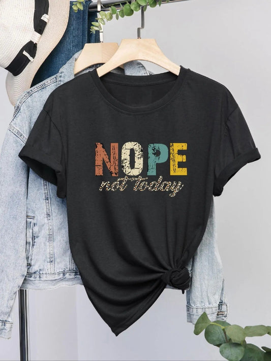 Women's Letter Print Round Neck Graphic Tee, Vintage Trendy Casual Short Sleeve T-shirt For Daily Wear, Ladies Summer...