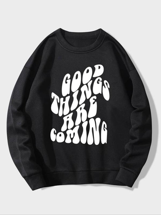 Women's Letter Print Round Neck Sweatshirt, Fashion Casual Crew Neck Long Sleeve Pullover for Daily Holiday Outdoor Wear, Women Clothes for Spring & Fall