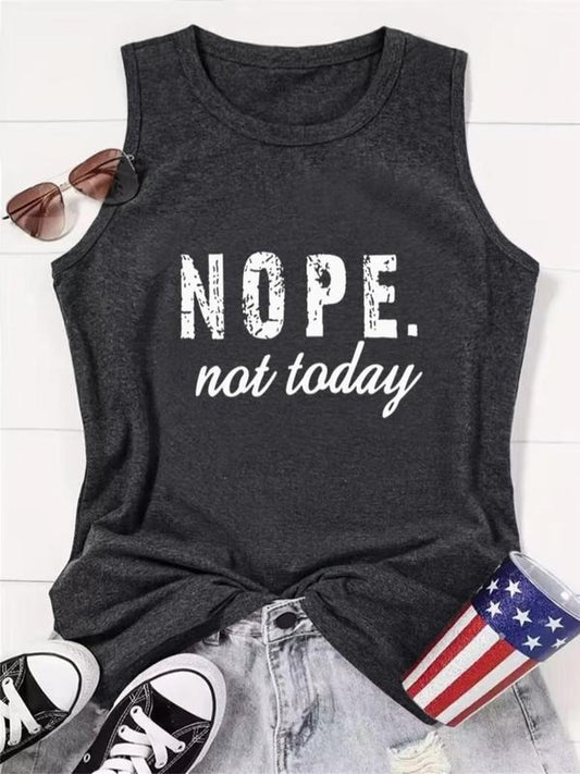 Women's Letter Print Round Neck Tank Top, Casual Sleeveless Top for Spring, Ladies Clothes for Daily Wear T-Shirts,...