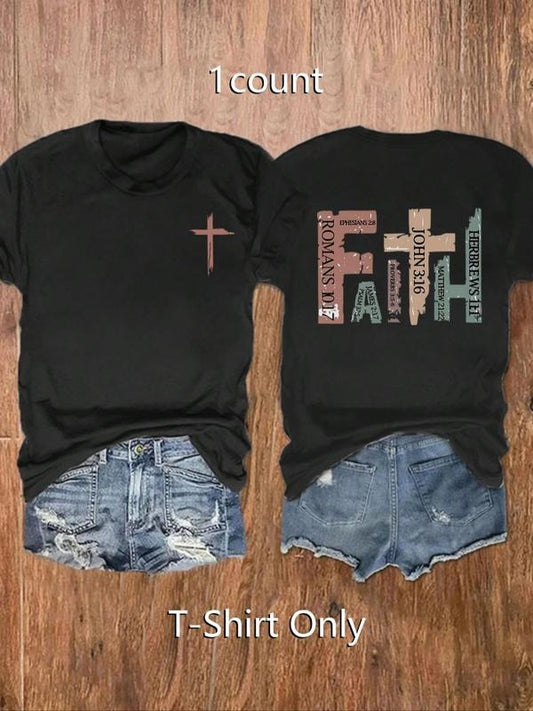 Women's Letter Print Round Neck Tee, Casual Short Sleeve Crew Neck Graphic Tees T-shirt for Summer, Fashion Women's Top...