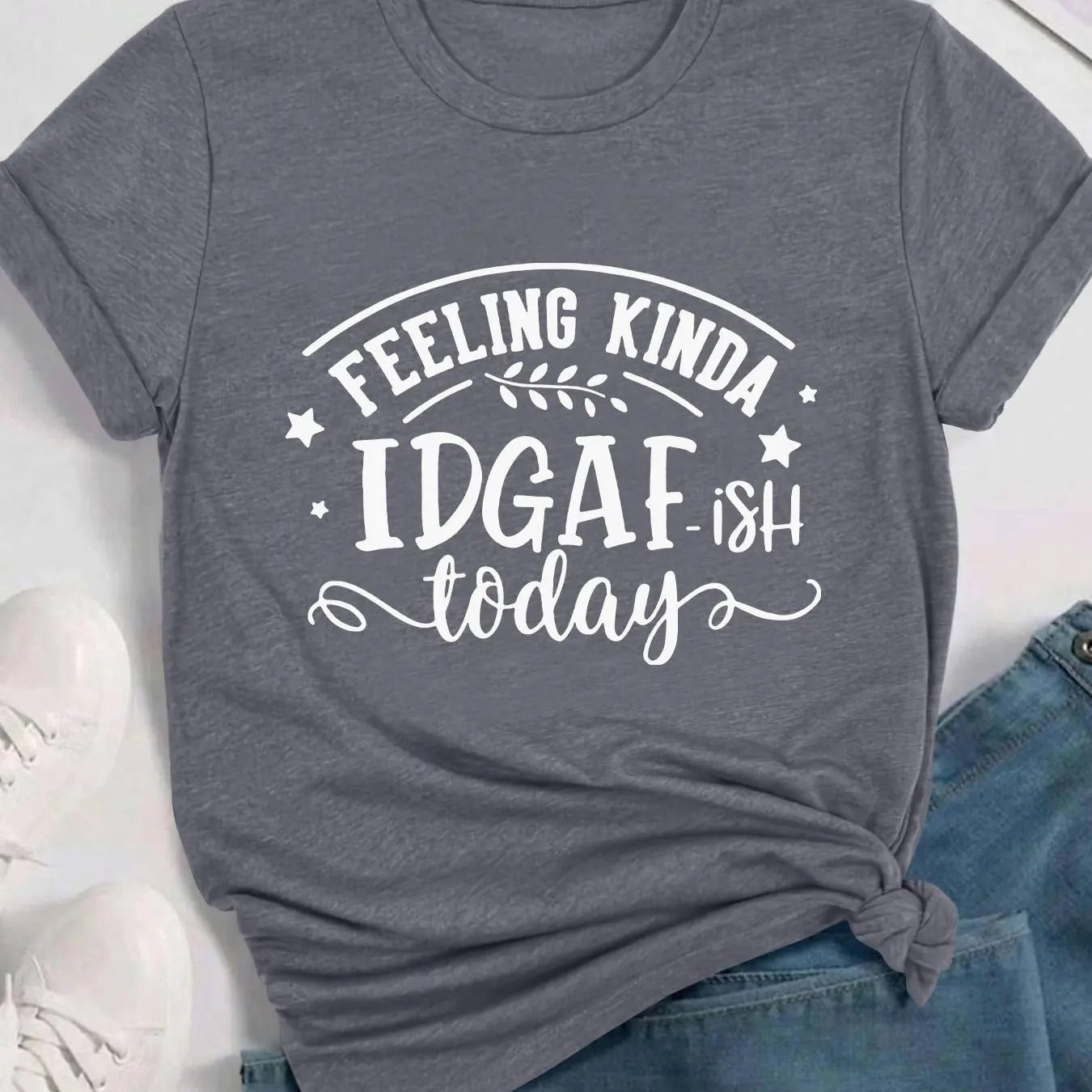 Women's Letter Print Round Neck Tee, Casual Short Sleeve Crew Neck T-shirt for Summer, Fashion Women's Top for Daily Wearstyle{n002}6