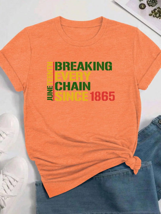 Women's Letter Print Round Neck Tee, Fashion Casual Crew Neck Short Sleeve T-Shirt for Daily Holiday Vacation Outdoor Wear, Ladies Clothes for All Seasonsstyle{n002}5