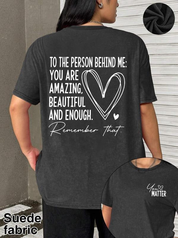 Women's Letter Print Round Neck Tee, Fashion Casual Crew Neck Short Sleeve T-Shirt for Daily Holiday Vacation Outdoor Wear, Ladies Clothes for Summer, Top