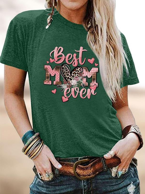 Women's Letter Print Round Neck Tee, Fashion Casual Crew Neck T-Shirt for Daily Holiday Vacation Outdoor Wear, Ladies Clothes for All Seasons, Top