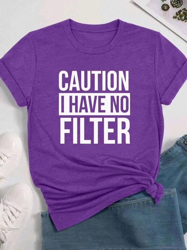 Women's Letter Print Round Neck Tee, Fashion Casual Crew Neck T-Shirt for Daily Holiday Vacation Outdoor Wear, Ladies Clothes for All Seasonsstyle{n002}9