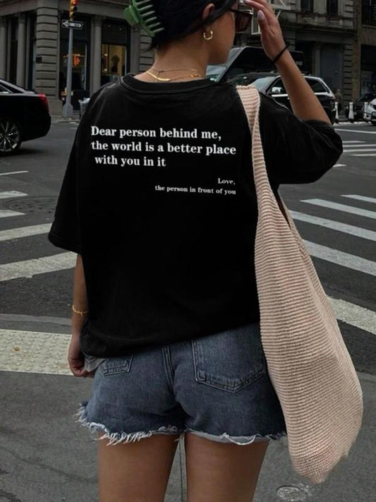 Women's Letter Print Round Neck Tee, Fashion Casual Crew Neck T-Shirt for Daily Holiday Vacation Outdoor Wear, Ladies Clothes for Summer, Topstyle{n002}2
