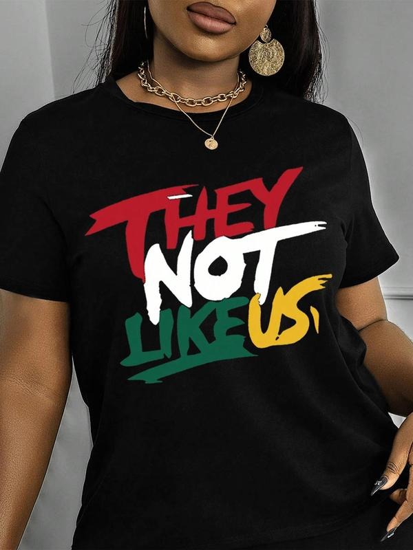 Women's Letter Print Round Neck Tee, Fashion Casual Crew Neck T-Shirt for Daily Holiday Vacation Outdoor Wear, Ladies Clothes for Summer, Topstyle{n002}5