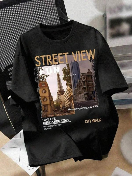 Women's Letter Print Round Neck Tee, Fashion Casual Crew Neck T-shirt for Daily Holiday Vacation Outdoor Wear, Ladies Clothes for All Seasonsstyle{n002}10