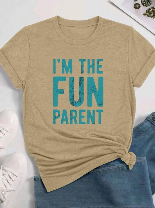 Women's Letter Print Round Neck Tee, Fashion Casual Crew Neck T-shirt for Daily Holiday Vacation Outdoor Wear, Ladies Clothes for Summerstyle{n002}6