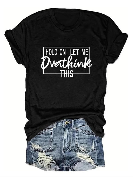 Women's Letter Print Round Neck Tee, Fashion Casual Short Sleeve T-shirt for Daily Wear, Ladies Summer Clothesstyle{n002}6