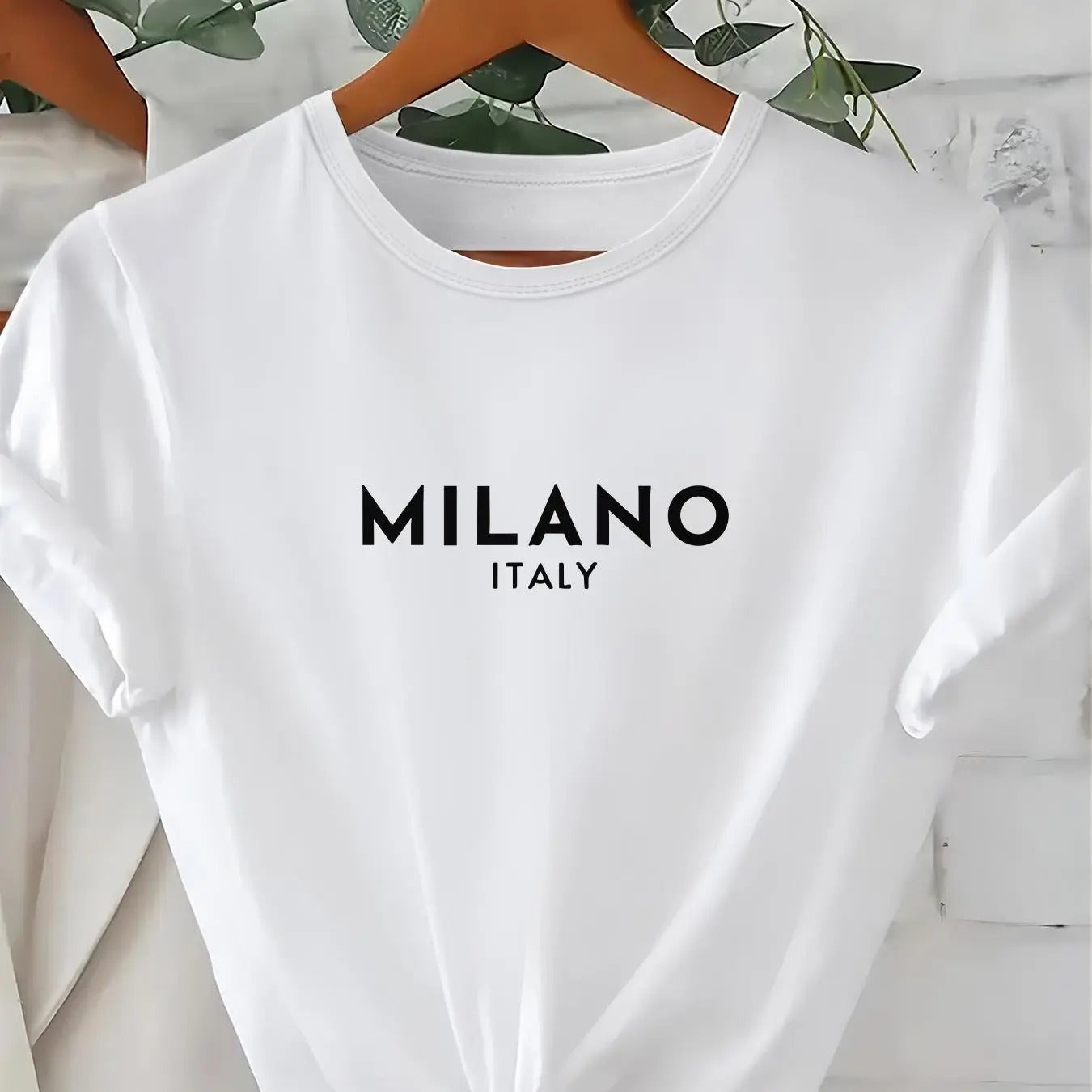 Women's Letter Print Round Neck Tee, Fashion Casual Short Sleeve T-shirt, Ladies Summer Clothes for Daily Wearstyle{n002}2