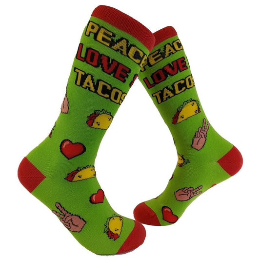 Women's Peace Love Tacos Socks Funny Saying Cute Graphic Vintage Ladies Footwear Funny Graphic Socks Comfortable Fitted Spandex Cotton