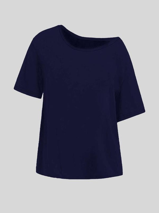 Women's Plain Off Shoulder Tee, Casual Short Sleeve T-shirt for Summer, Ladies Clothes for Daily Wear, Top