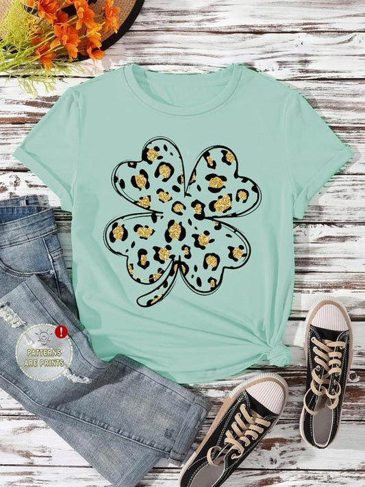 Women's Plants Print Round Neck Tee, Casual Short Sleeve T-shirt for Daily Wear, Ladies Summer Tops