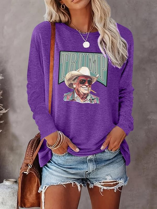 Women's Print Round Neck Tee, Fashion Casual Crew Neck T-Shirt for Daily Holiday Vacation Outdoor Wear, Ladies Clothes for All Seasons