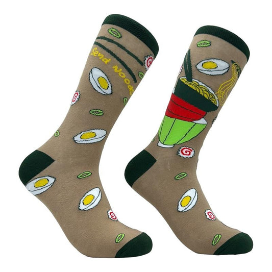 Women's Send Noods Socks Funny Ramen Lo Mein Noodles Takeout Joke Footwear Funny Graphic Socks Comfortable Fitted Spandex Cotton
