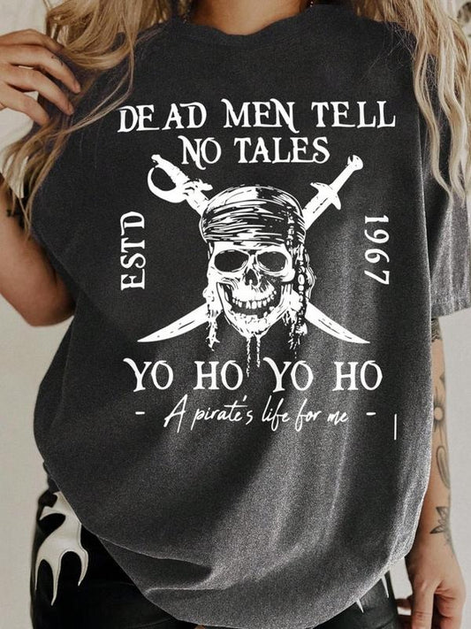 Women's Skull & Letter Print Round Neck Tee, Fashion Casual Crew Neck T-Shirt for Daily Holiday Vacation Outdoor Wear, Ladies Clothes for All Seasonsstyle{n002}2