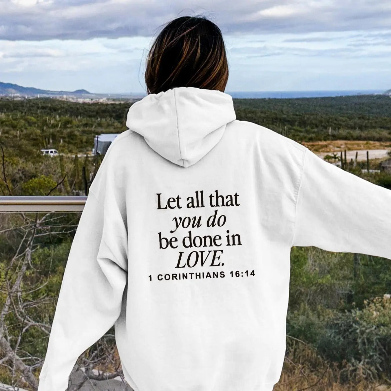 Women's Slogan & Cross Print Drop Shoulder Thermal Lined Hoodie, Fashion Casual Drawstring Pocket Hooded Sweatshirt for Daily Holiday Outdoor Wear, Ladies Clothes for Fall & Winter