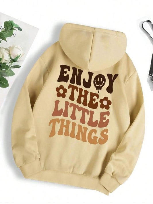 Women's Slogan Print Oversized Vintage Graphic Hoodies, Trendy Essential Cozy Casual Letter Print Drawstring Pocket...
