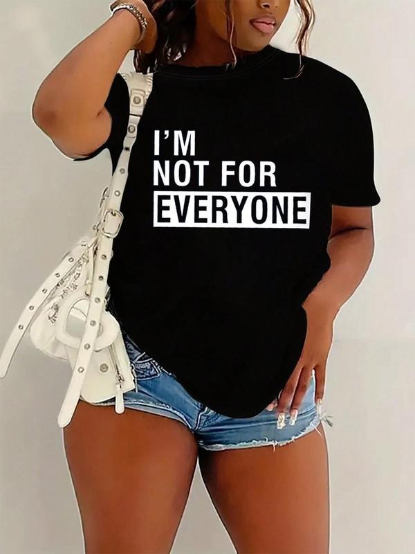 Women's Slogan Print Short Sleeve Tee, Fashion Casual Crew Neck T-shirt for Daily Holiday Outdoor Wear, Ladies Clothes for All Seasons