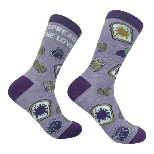 Women's Spread The Love Socks Funny Peanut Butter Jelly Sandwich Novelty Footwear Funny Graphic Socks Comfortable Fitted Spandex Cotton
