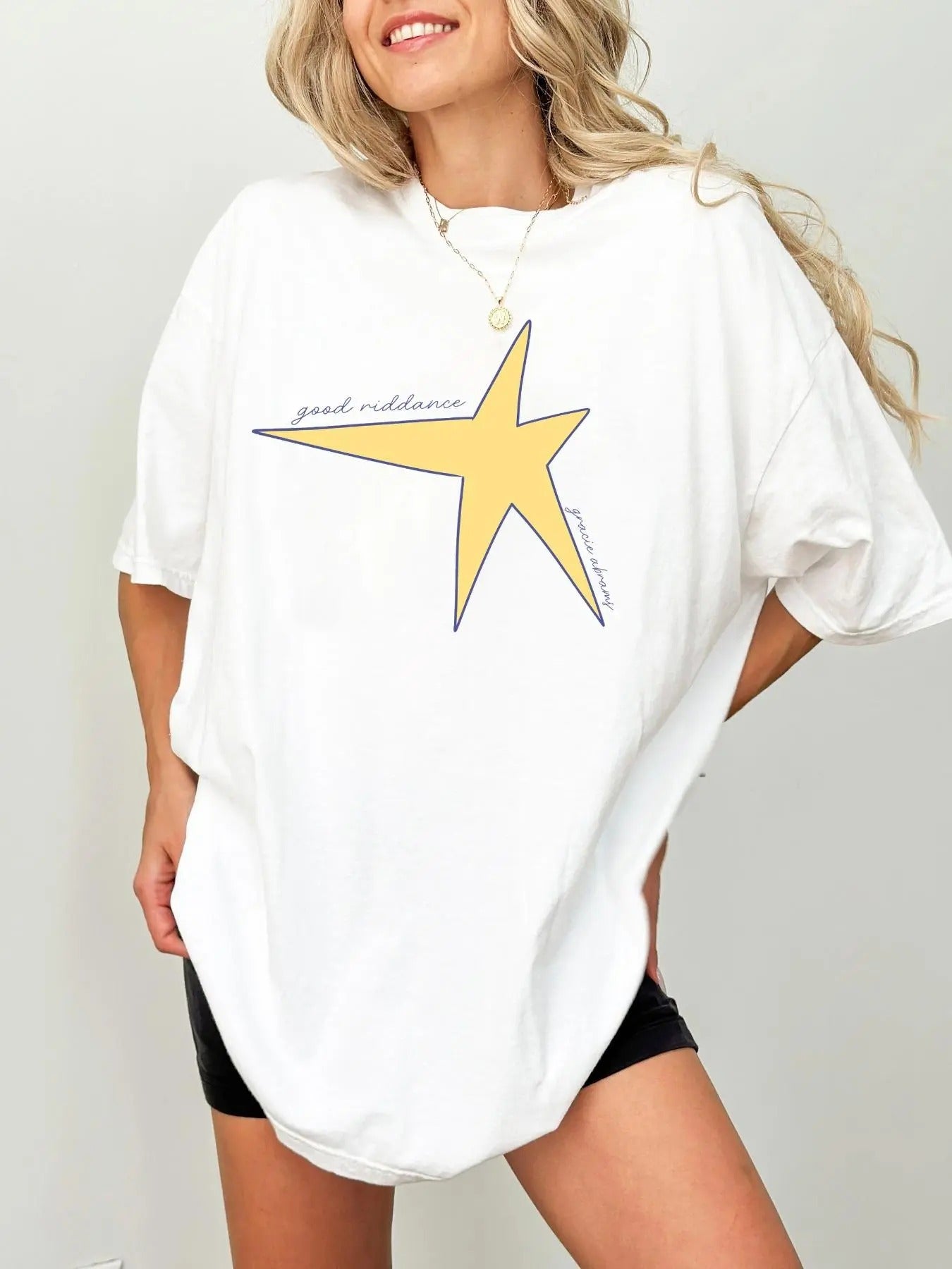 Women's Star Print Round Neck Tee, Casual Half  Sleeve T-shirt for Summer, Fashion Women's Top for Daily Wear