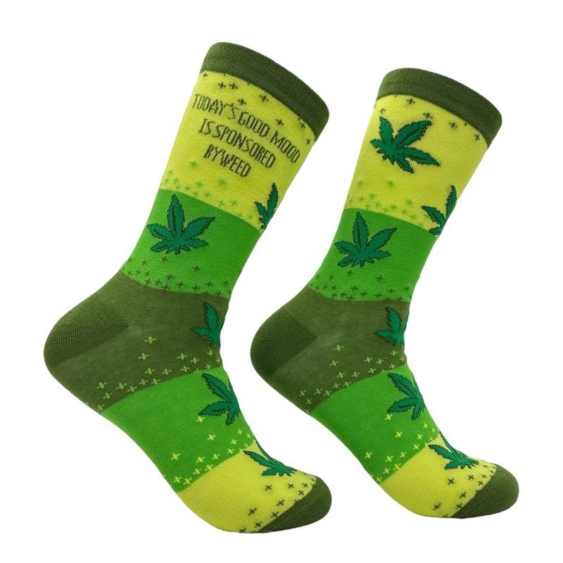 Women's Todays Good Mood Is Sponsored By Weed Socks Funny 420 Graphic Footwear Funny Socks T-Shirts, Hoodie, Sweatshirt