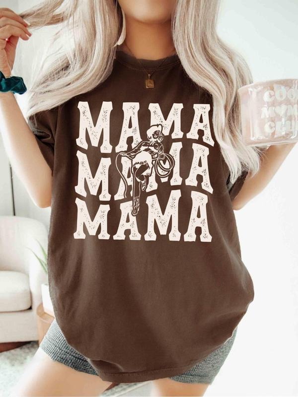 Women's Vintage Graphic Print Round Neck Tee, Fashion Casual Short Sleeve T-shirt, Ladies Summer Clothes for Daily Wear, Topstyle{n002}2