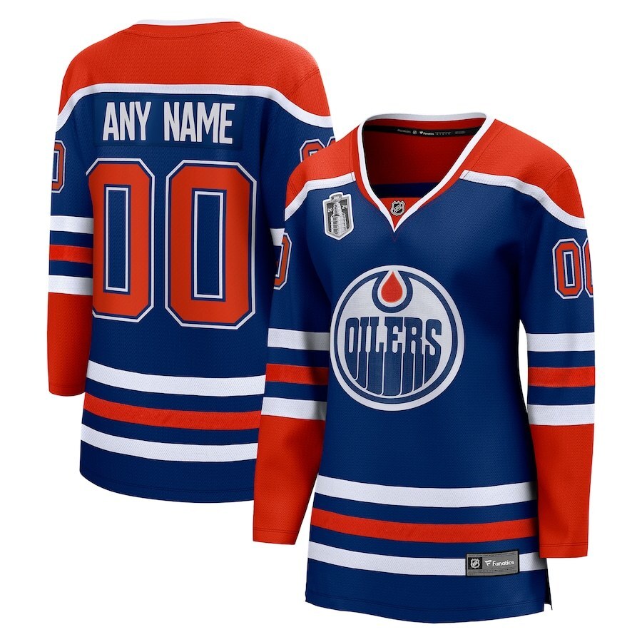 Women Edmonton Oilers 2024 Stanley Cup Final Home Breakaway Custom Jersey - Royal