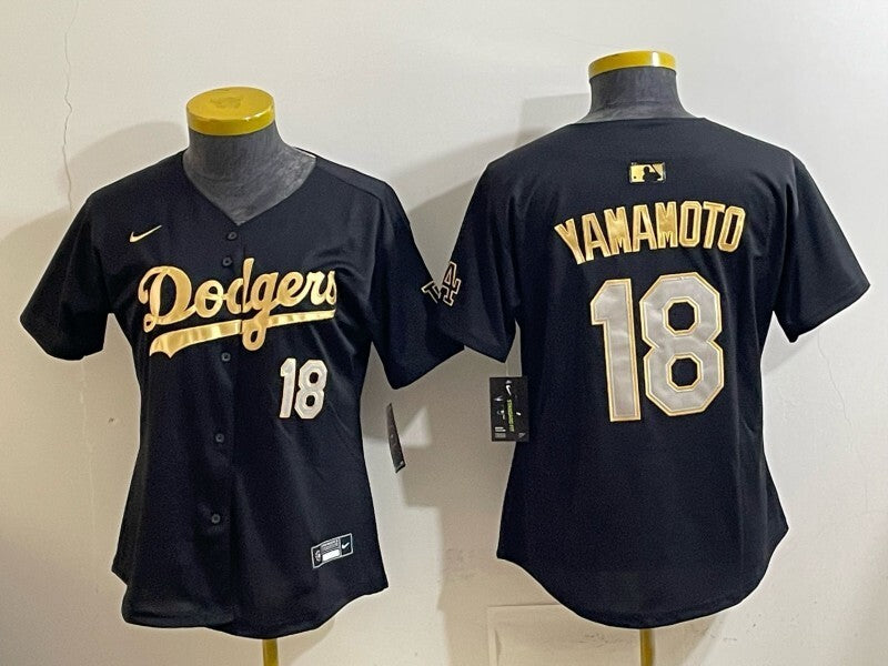 Women Los Angeles Dodgers #18 Yoshinobu Yamamoto Blue Jays Women Style 3