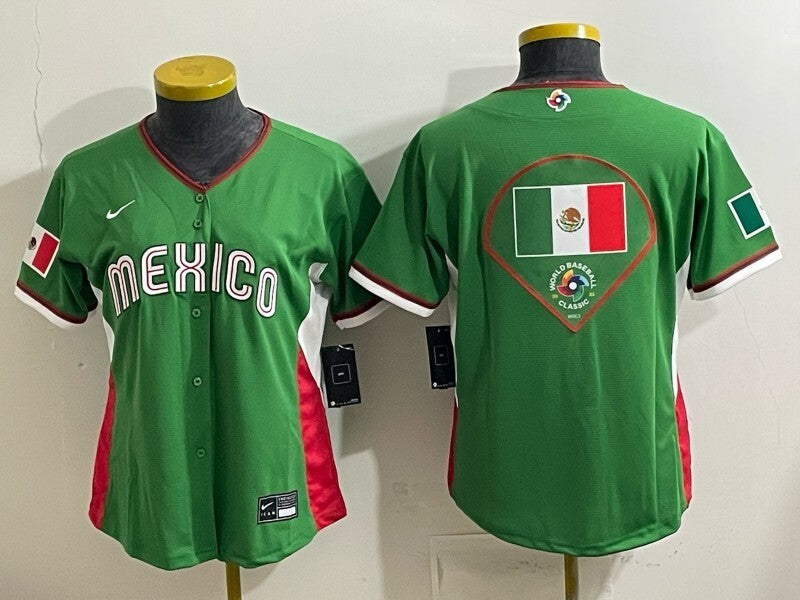 Women Mexico Baseball Green 2026 World Baseball Classic 26 World Cup Women Style 3