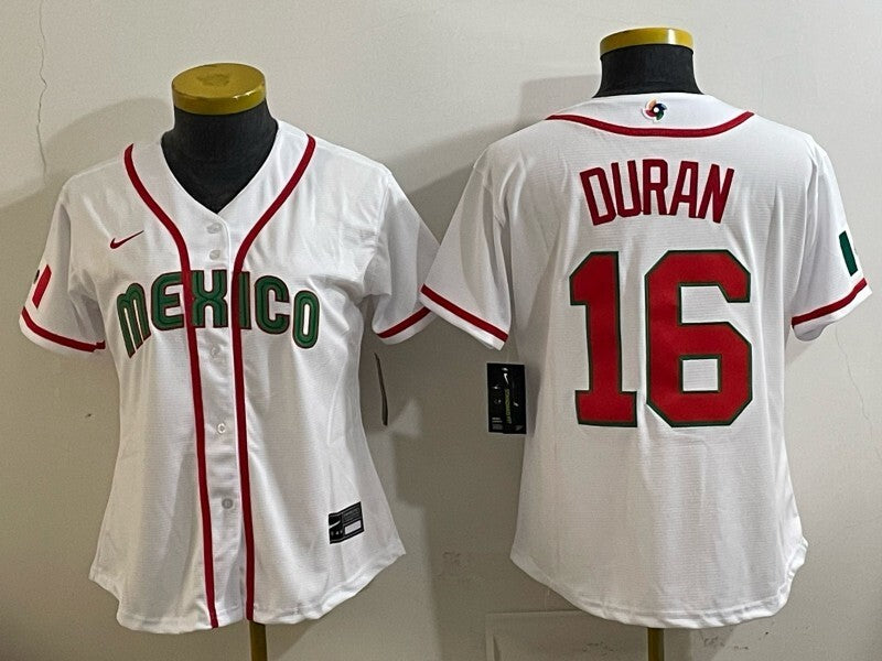 Women Mexico Baseball #16 Jarren Duran White 2026 World Baseball Classic 26 World Cup Women