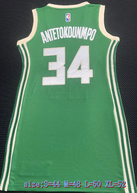Women Milwaukee Bucks #34 Giannis Antetokounmpo Bucks 34 # Green Women Dress Size S M L XL Style 2