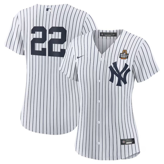 Women New York Yankees #22 Juan Soto White 2024 World Series Cool Base Stitched