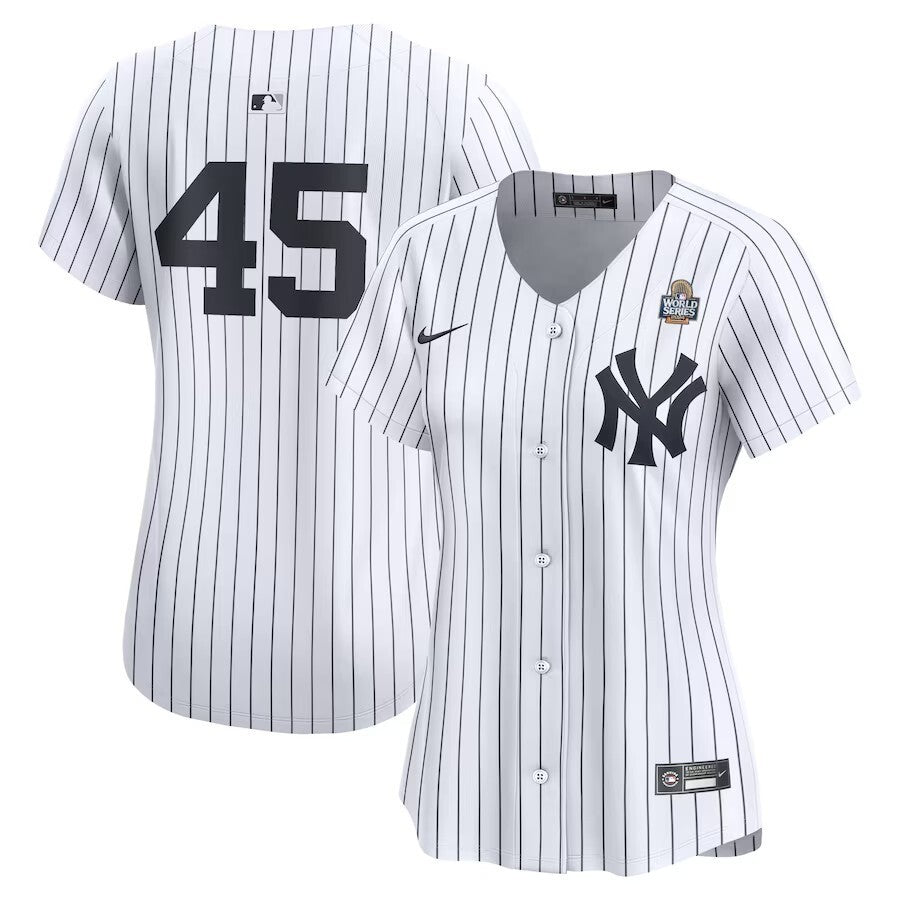 Women New York Yankees #45 Gerrit Cole 2024 World Series Limited Player Jersey - White
