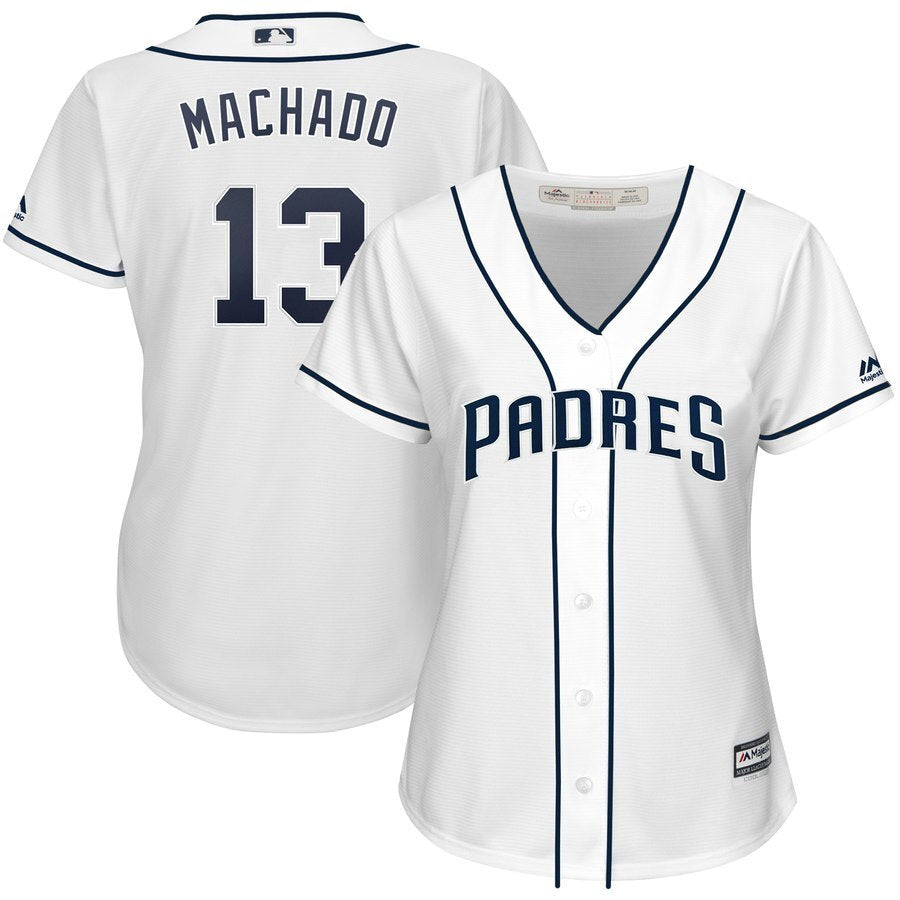 Women San Diego Padres #13 Manny Machado Majestic Cool Base Player Jersey – White